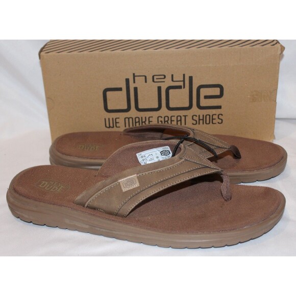 NWT Hey Dude Men's Sami Saddle‎ Sandals, brown-Size 14 - Picture 1 of 4